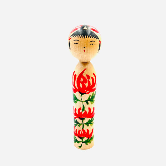 Kokeshi/Naruko/Kube-ire/Chrysantheme/19 cm
