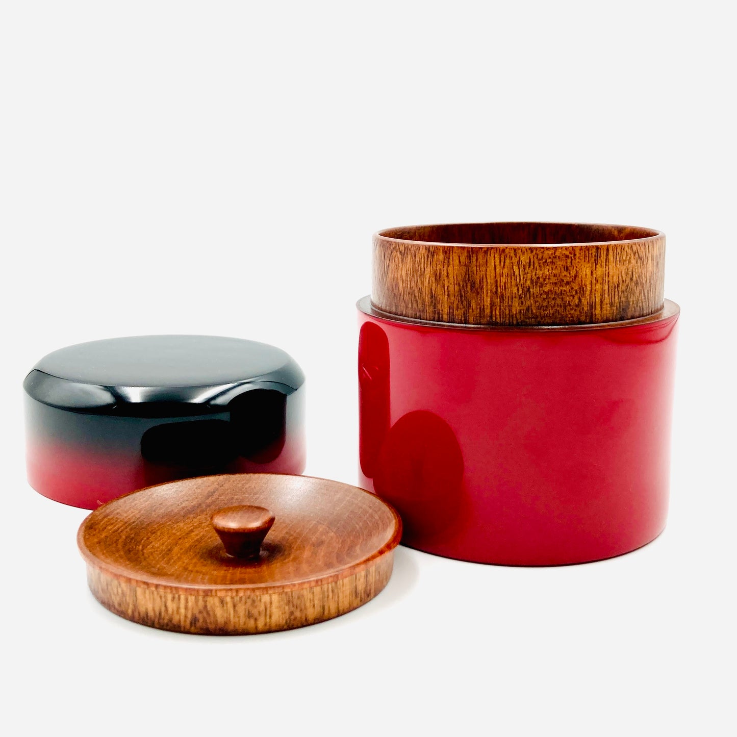 Teedose TEMNI / Urushilack/ Holz / Japan